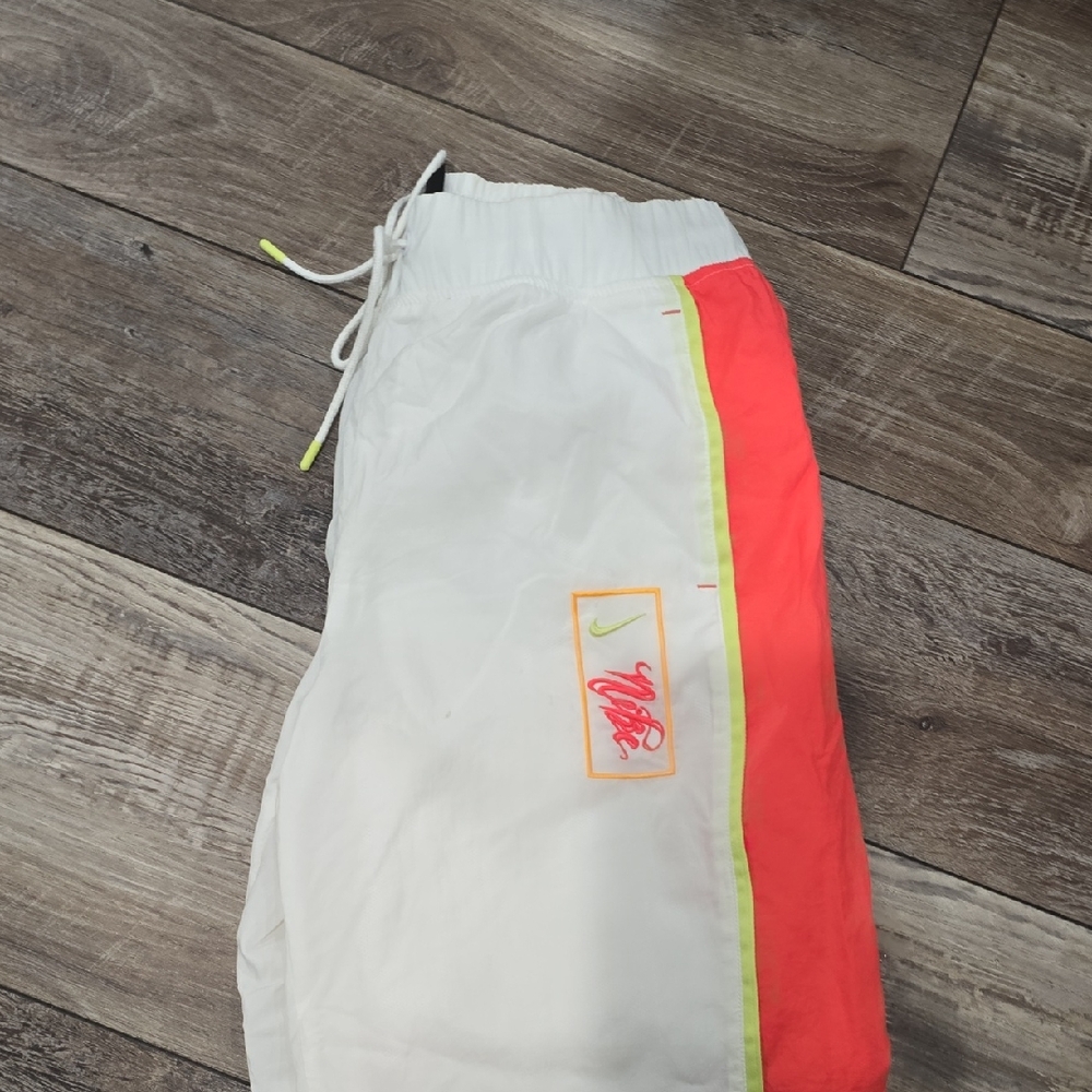 Nike White and Neon Red Pants